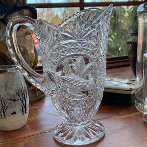 Hofbauer "Byrdes Collection" 32 Oz. Footed 9" Crystal Pitcher / Germany